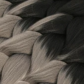 Afrika Örgülük Sentetik Ombreli Saç 100 Gr. - Siyah / Koyu Gri thumbnail 2