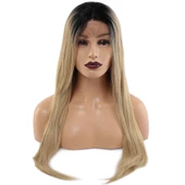 Fiber Sentetik Düz Uzun Tül Peruk - Siyah Balköpüğü Ombreli thumbnail 5