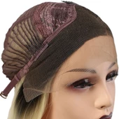 Fiber Sentetik Düz Uzun Tül Peruk - Siyah Platin Uzun Ombreli thumbnail 1