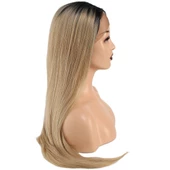 Fiber Sentetik Düz Uzun Tül Peruk - Siyah Balköpüğü Ombreli thumbnail 4