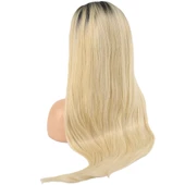 Fiber Sentetik Düz Uzun Tül Peruk - Siyah Platin Uzun Ombreli thumbnail 2