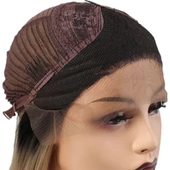 Fiber Sentetik Düz Uzun Tül Peruk - Siyah Balköpüğü Ombreli thumbnail 2