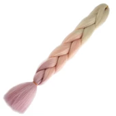 Afrika Örgülük Ombreli Sentetik Saç 100 Gr. - Platin / Soft Turuncu / Soft Lila thumbnail 1