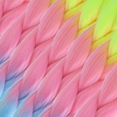 Afrika Örgülük Ombreli Sentetik Saç 100 Gr. - Neon Sarı / Pembe / Açık Mavi - 2