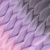 Afrika Örgülük Ombreli Sentetik Saç 100 Gr. - Soft Gri / Lila / Pembe - 2