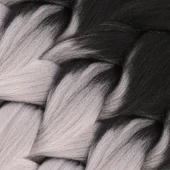 Afrika Örgülük Sentetik Ombreli Saç 100 Gr. - Siyah / Orta Ton Gri thumbnail 2