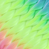 Afrika Örgülük Ombreli Sentetik Saç 100 Gr. - Açık Mavi / Neon Sarı / Pembe thumbnail 2