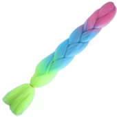 Afrika Örgülük Ombreli Sentetik Saç 100 Gr. - Pembe / Açık Mavi / Neon Sarı thumbnail 1