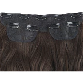 Fiber Sentetik Dalgalı Yarım Ay + 2 Yan Çıt Çıt - Açık Kahve thumbnail 2