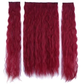 Fiber Sentetik Kabarık Dalgalı Yarım Ay + 2 Yan Çıt Çıt - Kızıl thumbnail 3