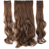 Fiber Sentetik Dalgalı Yarım Ay + 2 Yan Çıt Çıt - Kumral thumbnail 1