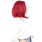 Fiber Sentetik Peruk Perçemsiz Kısa Düz - Kızıl thumbnail 3