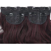 Fiber Sentetik Dalgalı Yarım Ay + 2 Yan Çıt Çıt - Koyu Kızıl thumbnail 2