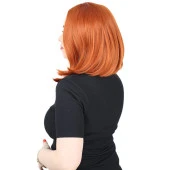 Fiber Sentetik Peruk Perçemsiz Kısa Düz - Bakır thumbnail 3