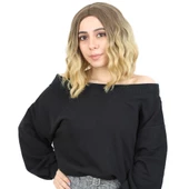 Fiber Sentetik Kısa Dalgalı Perçemsiz Peruk - Kumral / Sarı Ombreli thumbnail 1