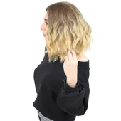 Fiber Sentetik Kısa Dalgalı Perçemsiz Peruk - Kumral / Sarı Ombreli thumbnail 3