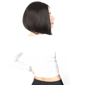 Kahkülsüz Düz Kısa Fiber Sentetik Peruk - Kahverengi thumbnail 2