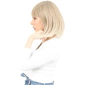 Küt Kahküllü Fiber Sentetik Peruk - Karamel / Platin Röfleli thumbnail 2