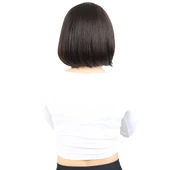 Kahkülsüz Düz Kısa Fiber Sentetik Peruk - Kahverengi thumbnail 4