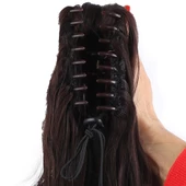 Tokalı Kabarık Dalgalı At Kuyruğu - Koyu Kahve thumbnail 4