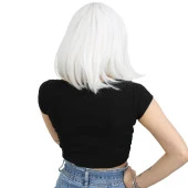 Küt Kahküllü Fiber Sentetik Peruk - Beyaz thumbnail 4