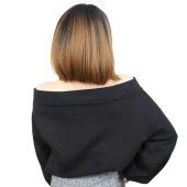 Kısa Küt Perçemli Fiber Sentetik Peruk - Siyah / Karamel Ombreli - 4