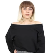 Kısa Küt Perçemli Fiber Sentetik Peruk - Kumral / Platin Ombreli thumbnail 1