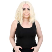 Fiber Sentetik Kısa Dalgalı Perçemsiz Peruk - Platin thumbnail 1