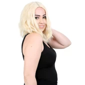 Fiber Sentetik Kısa Dalgalı Perçemsiz Peruk - Platin thumbnail 2