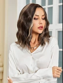 Kahverengi / Balköpüğü Röfleli Küt Tül Peruk thumbnail 4