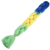 Afrika Örgüsü Ve Rasta İçin Sentetik Ombreli Saç - Lacivert / Sarı / Fıstık Yeşili thumbnail 1