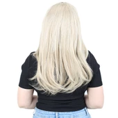 Kahkülsüz Fiber Sentetik Orta Boy Düz Peruk - Balköpüğü / Platin Röfleli thumbnail 4