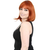 Kısa Küt Perçemli Fiber Sentetik Peruk - Bakır thumbnail 3