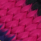 Afrika Örgüsü Ve Rasta İçin Sentetik Ombreli Saç - Siyah / Fuşya / Mor thumbnail 2