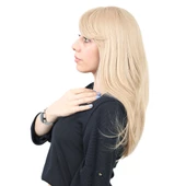 Düz Perçemli Orta Boy Fiber Sentetik Peruk - Balköpüğü thumbnail 3