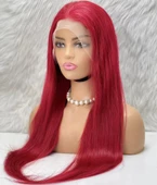 Gerçek Front Lace Tül Peruk - Düz - Kızıl 70-75cm thumbnail 3