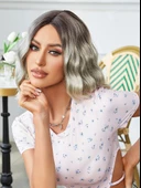 Kahverengi / Beyaz Platin Ombreli Küt Tül Peruk - 3