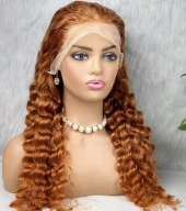 Gerçek Front Lace Tül Peruk - Yoğun Dalgalı - Bakır 70-75cm thumbnail 2