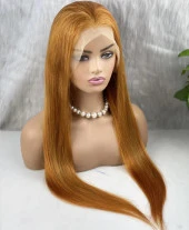 Gerçek Front Lace Tül Peruk - Düz - Bakır 70-75cm thumbnail 2