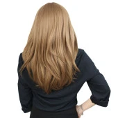 Düz Perçemli Orta Boy Fiber Sentetik Peruk - Bebek Kumralı thumbnail 4