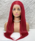 Gerçek Front Lace Tül Peruk - Düz - Kızıl 70-75cm thumbnail 1