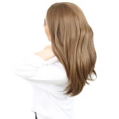 Kahkülsüz Fiber Sentetik Orta Boy Düz Peruk - Kumral thumbnail 2