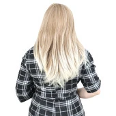 Düz Perçemli Orta Boy Fiber Sentetik Peruk - Karamel / Platin Röfleli thumbnail 4