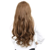 Kahküllü Uzun Dalgalı Fiber Sentetik Peruk - Kumral thumbnail 4