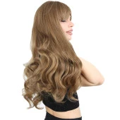 Kahküllü Uzun Dalgalı Fiber Sentetik Peruk - Bebek Kumralı thumbnail 2