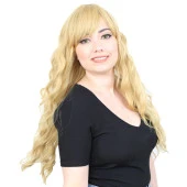 Perçemli Uzun Su Dalgası Fiber Sentetik Peruk - Sarı thumbnail 2