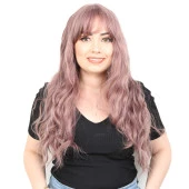 Perçemli Uzun Su Dalgası Fiber Sentetik Peruk- Gül Kurusu thumbnail 1