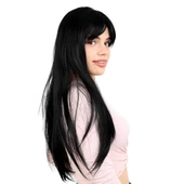 Fiber Sentetik Uzun Düz Kahküllü  Peruk - Siyah thumbnail 3