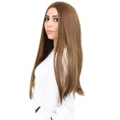 Fiber Sentetik Uzun Düz Peruk - Kumral thumbnail 3