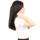 Fiber Sentetik Uzun Düz Peruk - Kahverengi thumbnail 2